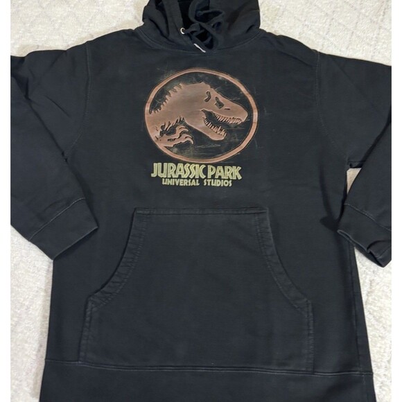 Vintage Universal Studios Jurassic Park Ride Embroidered Black Hoodie Size Small - Picture 5 of 13